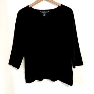 Karen Scott Black Knit Top 3/4 Sleeves, size XXL